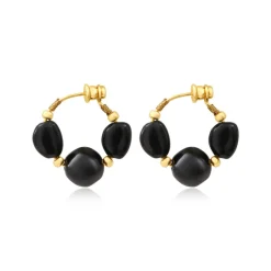 Loulou hoop earrings – black and gold