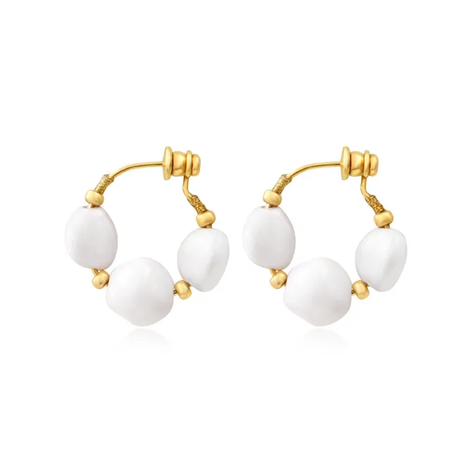 Loulou hoop earrings – gold and white
