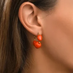 Loulou hoop earrings – orange and gold