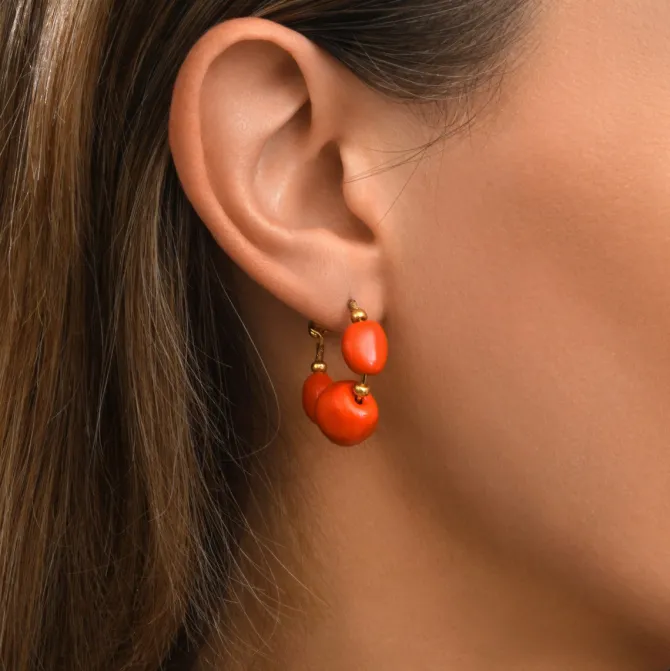 Loulou hoop earrings – orange and gold