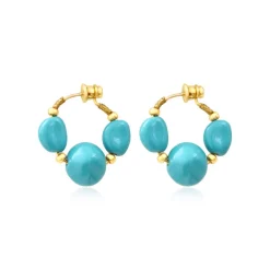 Loulou hoop earrings – turquoise and gold