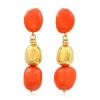 Loulou long clip-on earrings – orange and gold