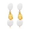 Loulou long clip-on earrings – white and gold