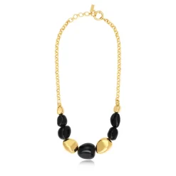 Loulou short chain necklace – black and gold