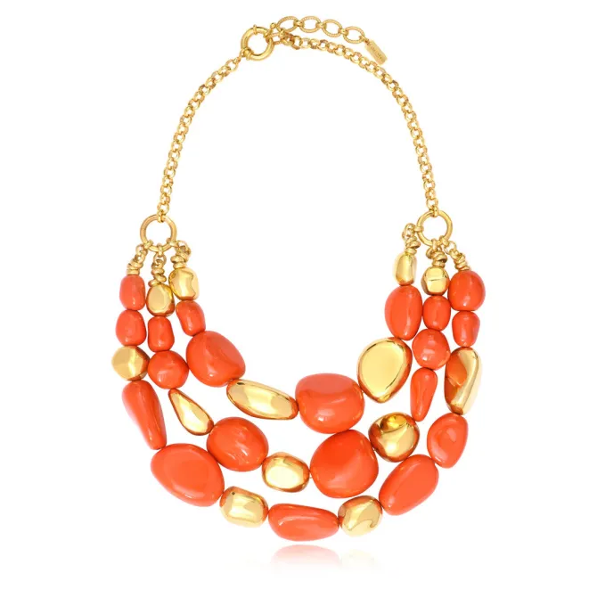 Loulou statement necklace – orange and gold