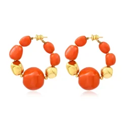 Loulou wide hoop earrings – orange and gold