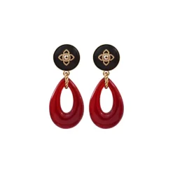 Lucky Charm Pierced Stud Earrings - Red