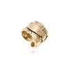 Lucy adjustable foliage ring in fine gold-plated metal - white