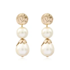 Lucy clip-on earrings in gold-tone metal - white