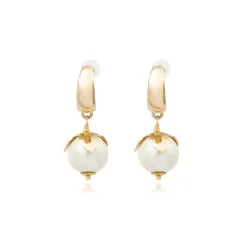 Lucy cotton bead hoop earrings - white