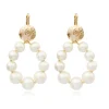 Lucy hoop sleeper earrings - white