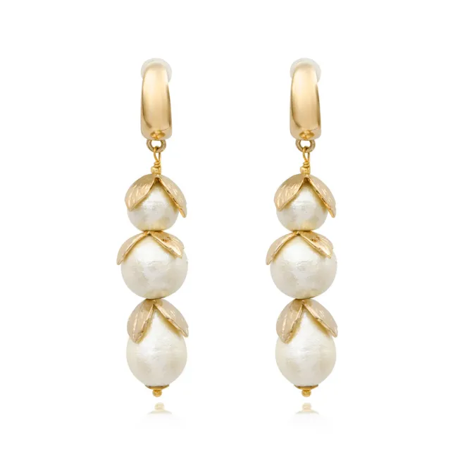 Lucy long hoop earrings - white
