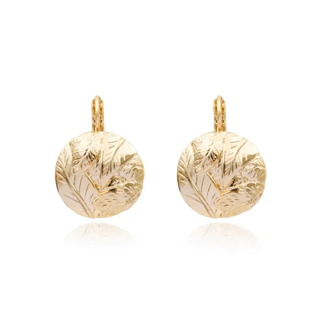 Lucy round sleeper earrings - white