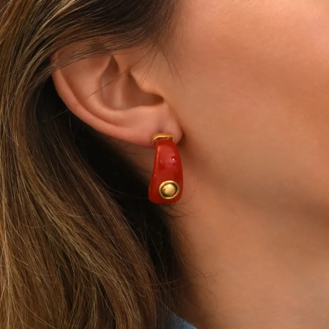 Masseria fine post earrings - coral