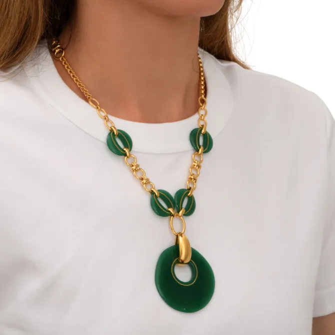 Masseria long chain necklace - green