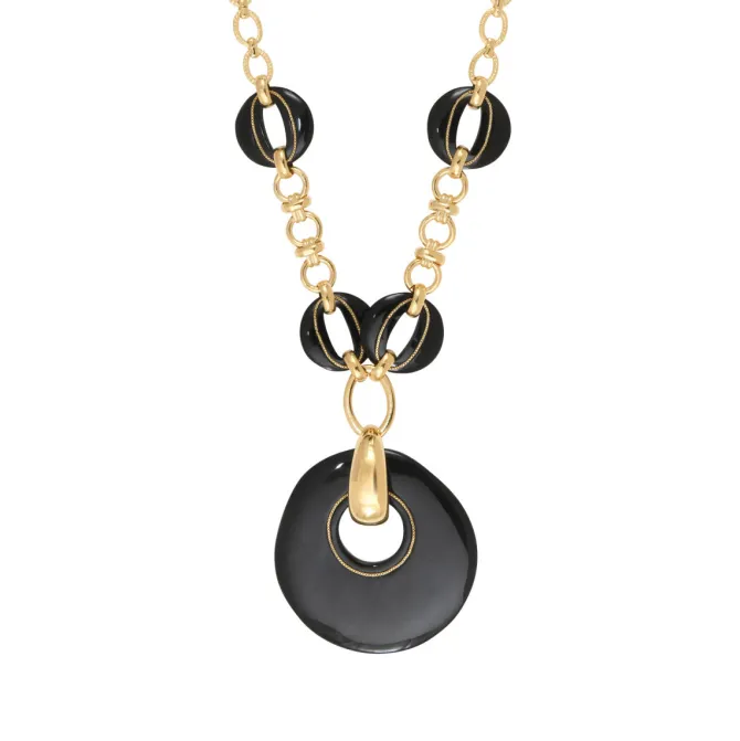 Masseria long chain necklace - black