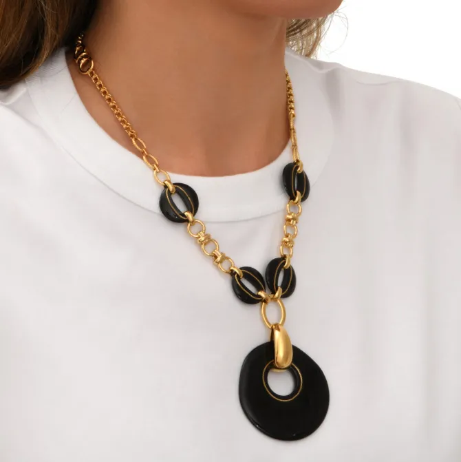 Masseria long chain necklace - black