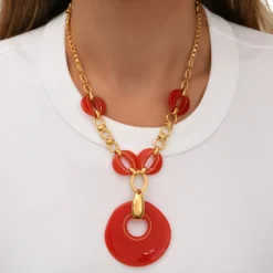 Masseria long chain necklace - coral