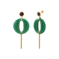 Masseria long pierced stud earrings - green
