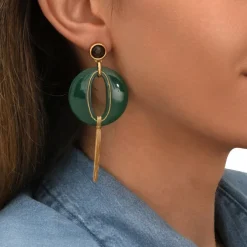 Masseria long pierced stud earrings - green