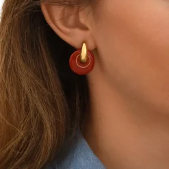 Masseria round pierced stud earrings - coral