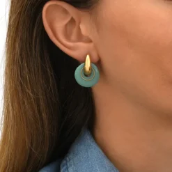 Masseria round pierced stud earrings - turquoise
