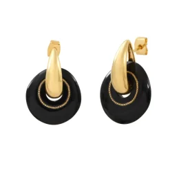 Masseria round pierced stud earrings - black