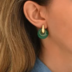 Masseria round pierced stud earrings - green