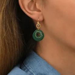 Masseria thin sleeper earrings - green