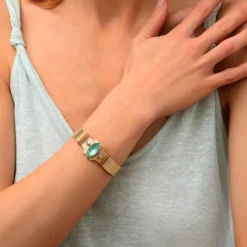 Metallic Sun Bangle Bracelet - Turquoise