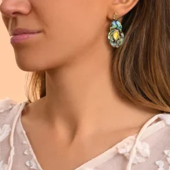 Mindoro pierced stud earrings - iridescent blue