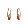 Ninon hoop earrings - turquoise and red