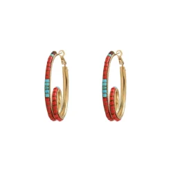 Ninon hoop earrings - turquoise and red