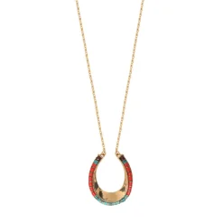 Ninon long necklace - turquoise and red