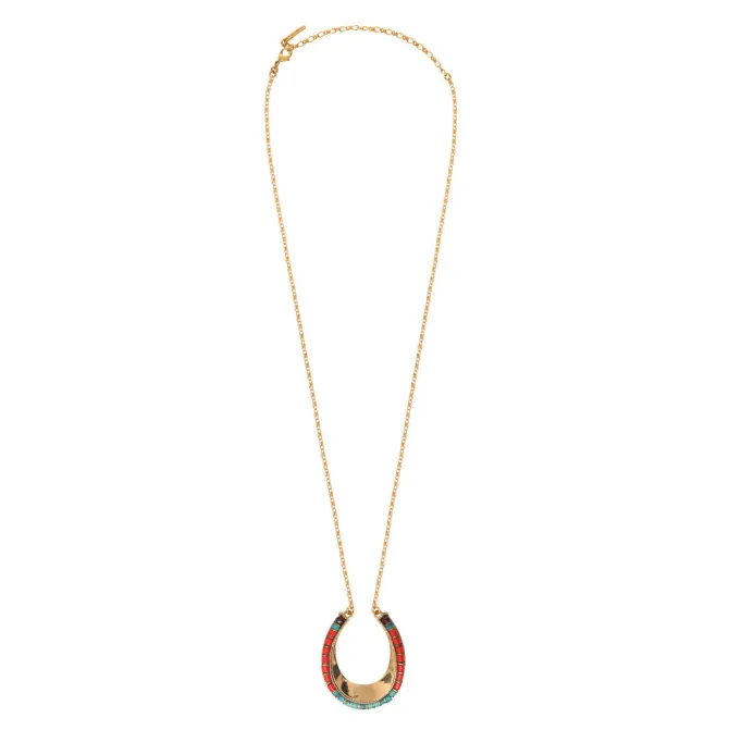 Ninon long necklace - turquoise and red