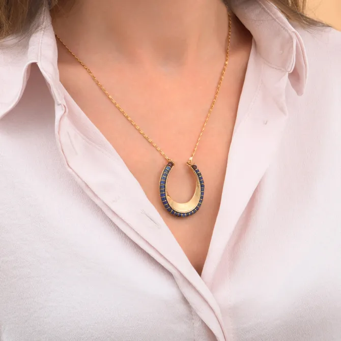 Ninon pendant necklace - blue