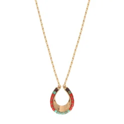 Ninon pendant necklace - turquoise and red