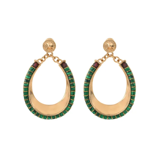 Ninon pierced stud earrings - green
