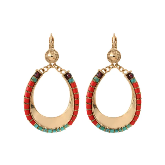 Ninon sleeper earrings - turquoise and red