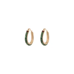Ninon thin hoop earrings - green