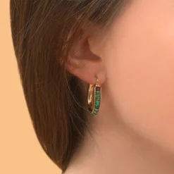 Ninon thin hoop earrings - green