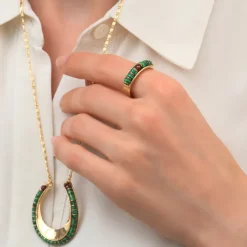 Ninon wide ring - green
