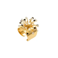 Noémie adjustable medium ring - black and white