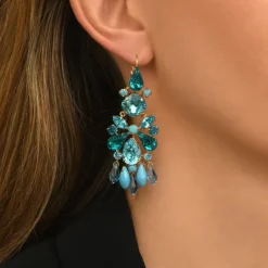 Noémie long sleeper earrings - turquoise