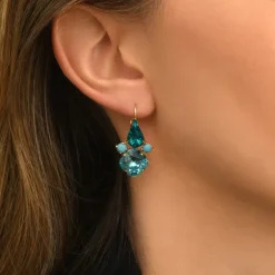 Noémie rhinestone sleeper earrings - turquoise
