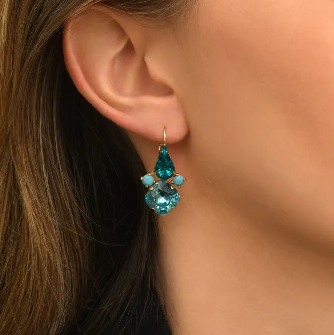 Noémie rhinestone sleeper earrings - turquoise
