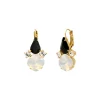Noémie rhinestone sleeper earrings - black and white