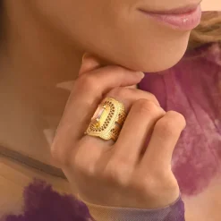 Noor adjustable medium ring - pink