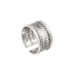 Noor adjustable medium wide ring - silver