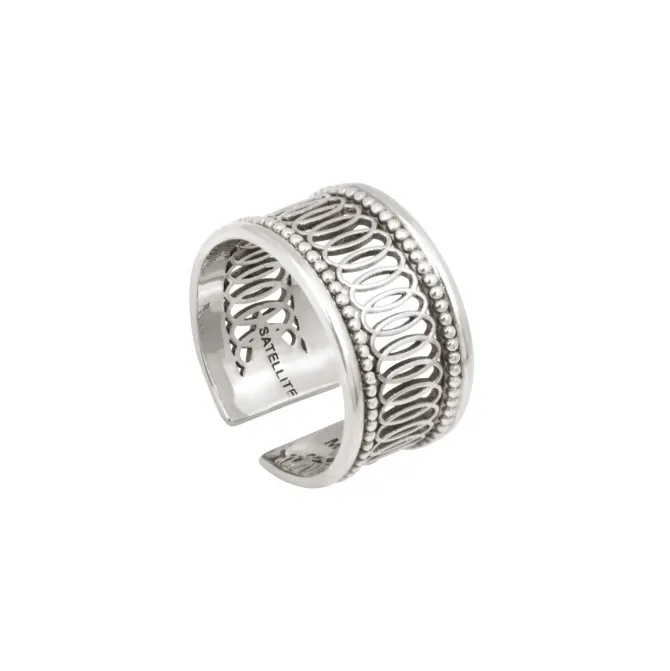Noor adjustable medium wide ring - silver